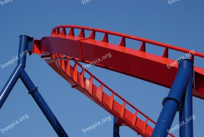 Supports Blue Track Roller Coaster Red