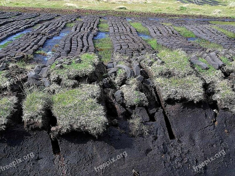 Ireland Cutting Peat Field Landscapes