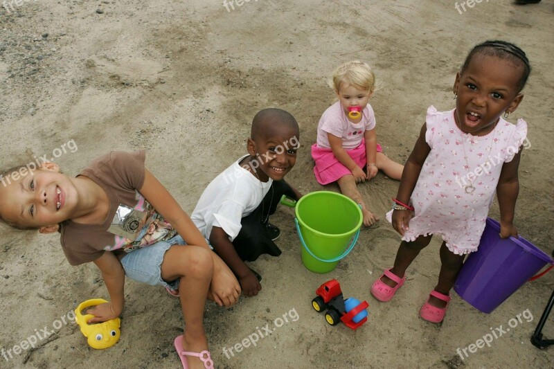 Sand Playing Sweet Nice Kids