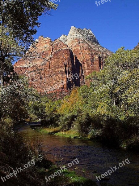 Zion Streams Mountains Stream Creek