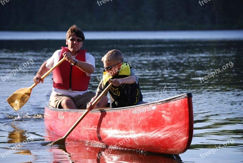 River Canoe Paddle Son Father