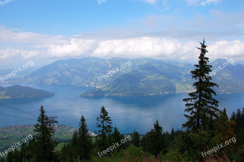 Klewenalp Lake Lucerne Region Mountains Clouds Sky