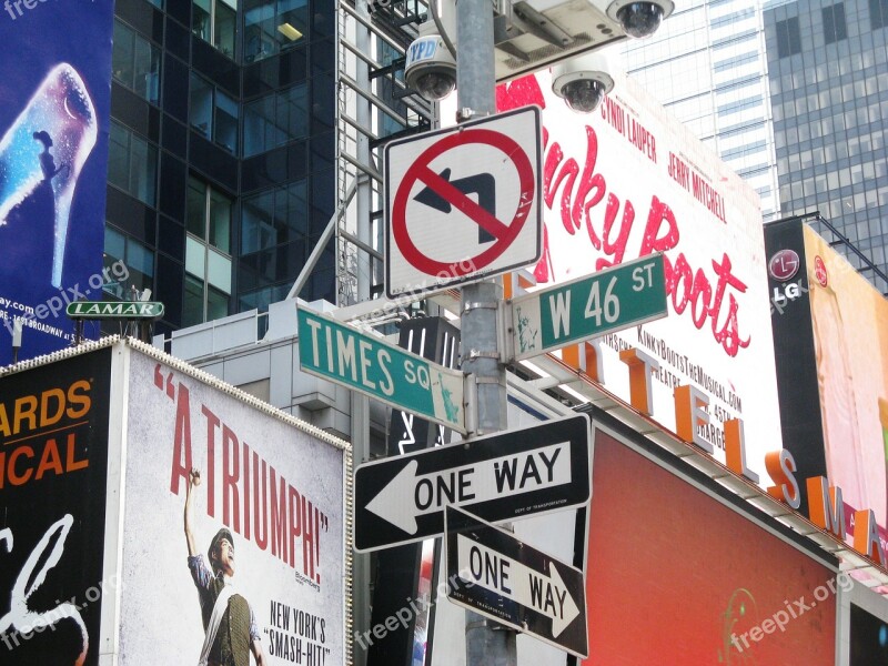 Street Signs Signs New York Manhattan Time Square