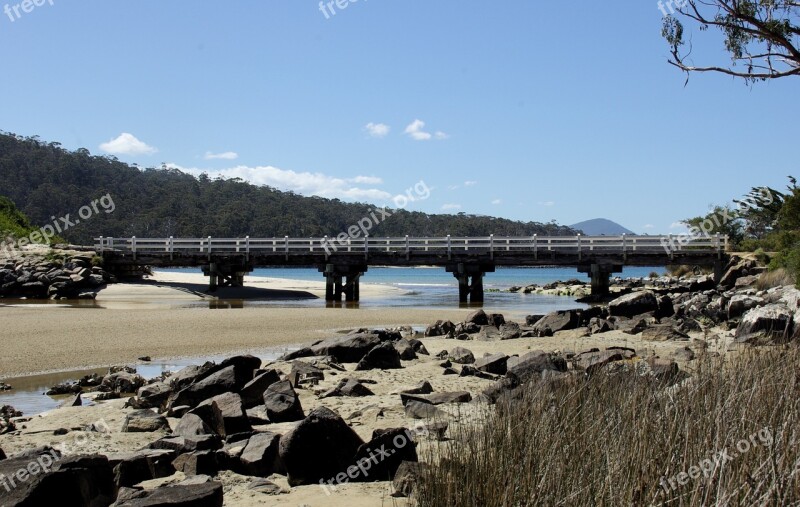 Bridge Sand Water Beach Scenic