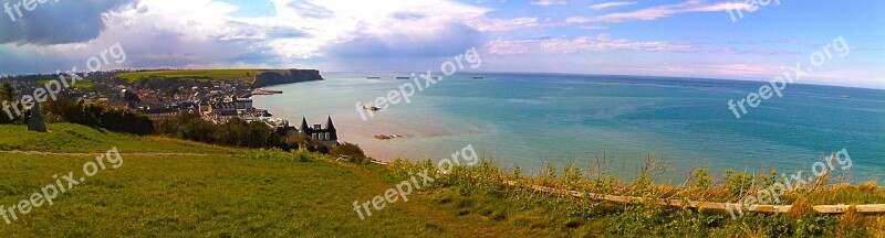 Panorama Arromanches Normandy Sea Ocean