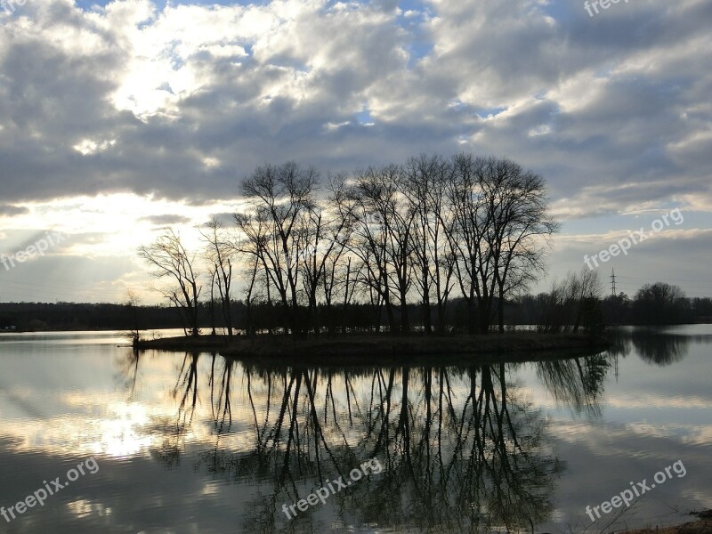 Sunset Island Clouds Water Sky