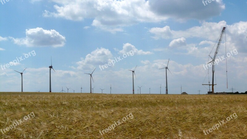 Wind Turbine Cornfield Assembly Free Photos