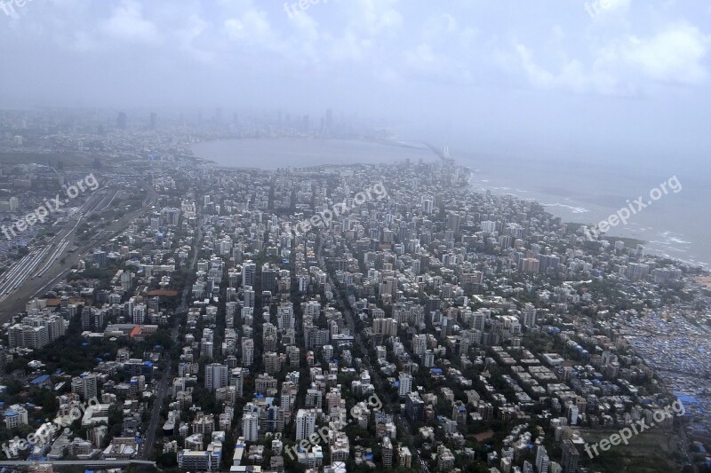 Mumbai Aerial View Sea Coast Arabian Sea India