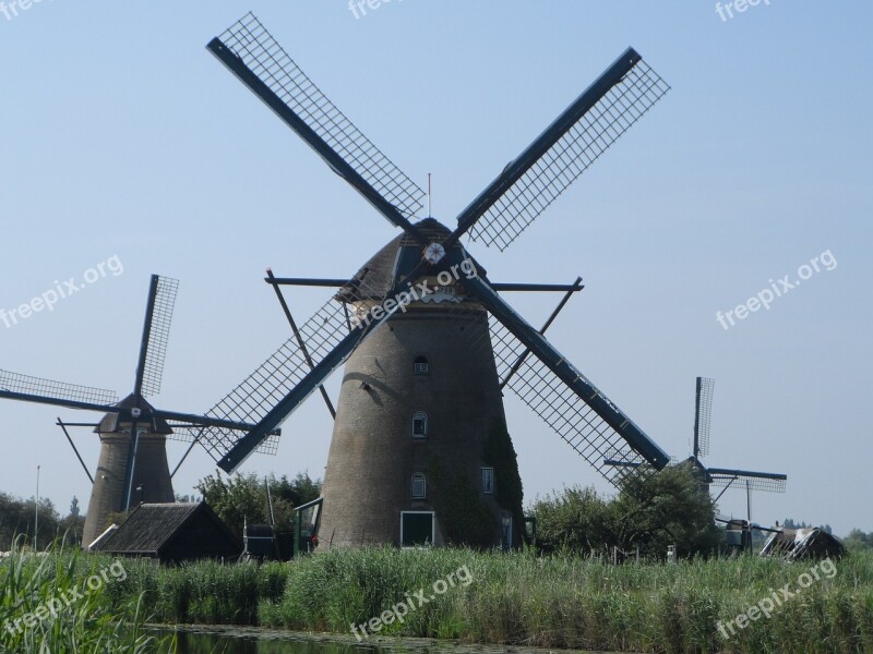 The Windmills Netherlands Landscape Free Photos