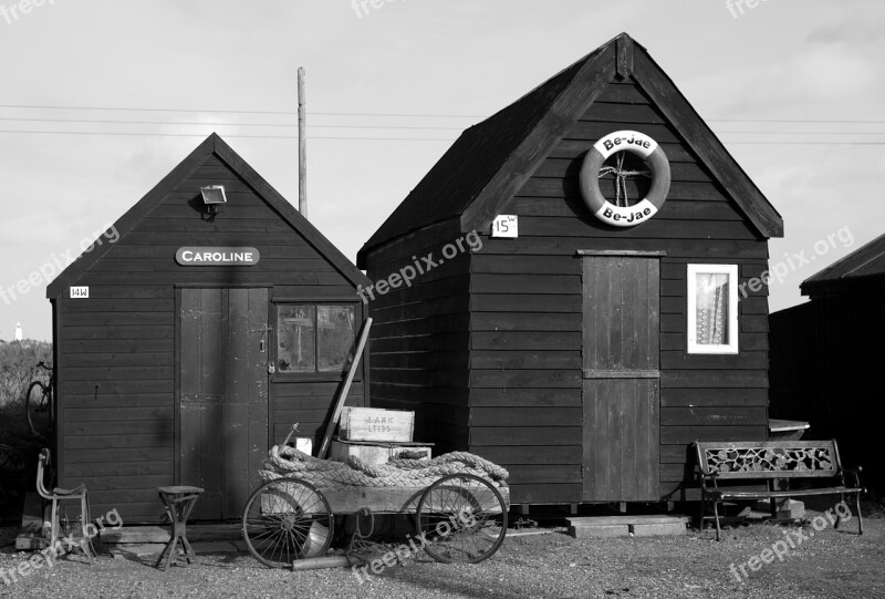 Huts Cabins Shacks Wooden Handcart