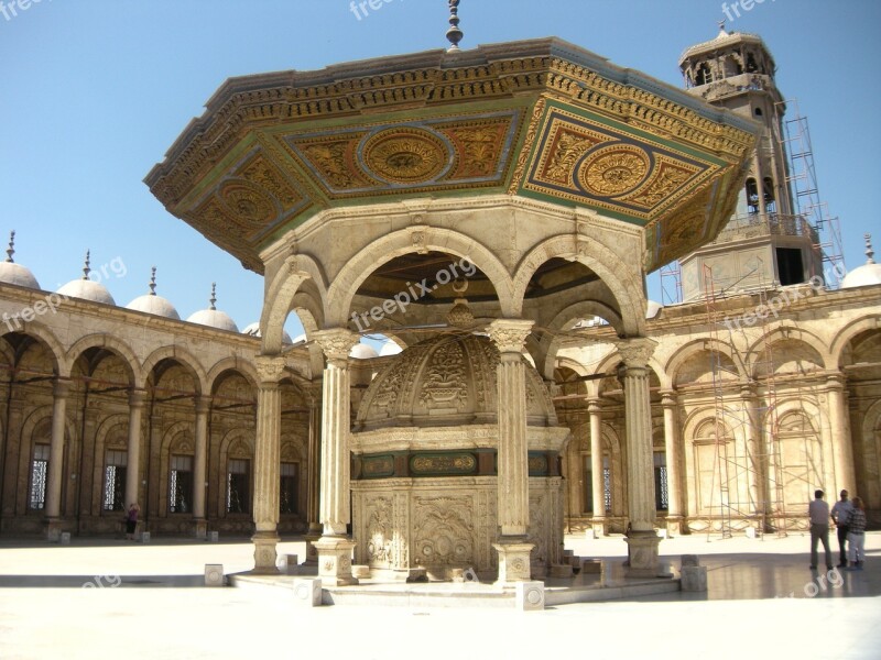 Mosque Inside Courtyard Grand Mosqué Grande Mosqe Of Mohammed Ali Cairo Egypt