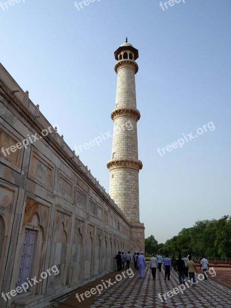 South-west Tower Minaret Architecture Taj Mahal Complex White Marble