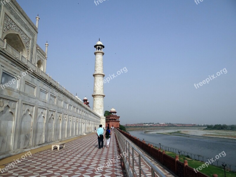 Taj Mahal North-west Tower River Side Yamuna River Minar