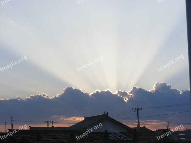 Sunset Sun Beams Beams Cloud Sky