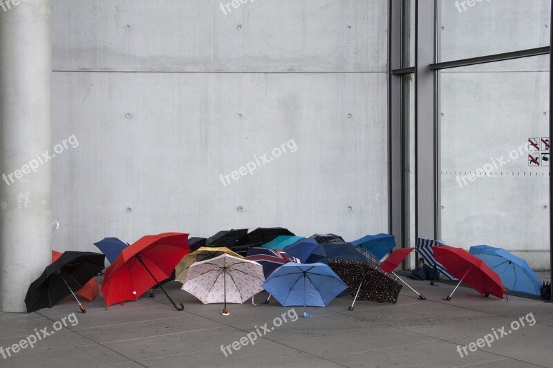 Umbrellas Stretched Weather Rainy Weather Colorful