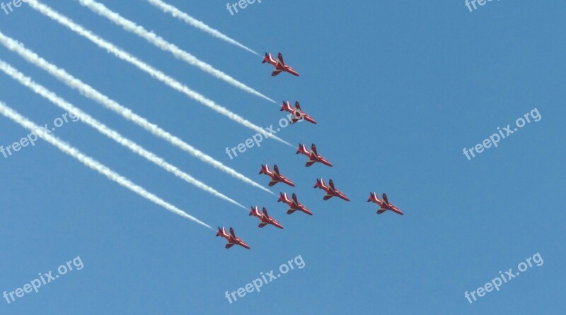 Air Plane Red Arrows Flying Aviation Jet