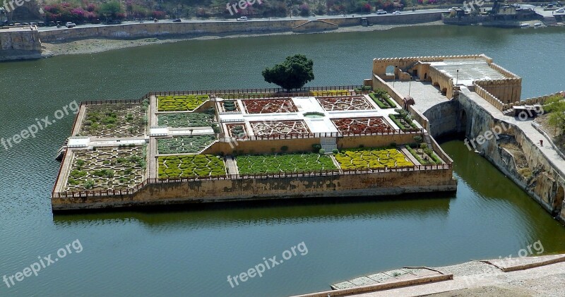 Amber Fort India Garden Lake Island