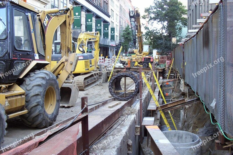 Construction Tractors Nyc Manhattan Downtown