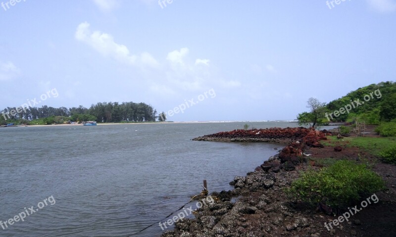 River Estuary Terekhol Sea Goa