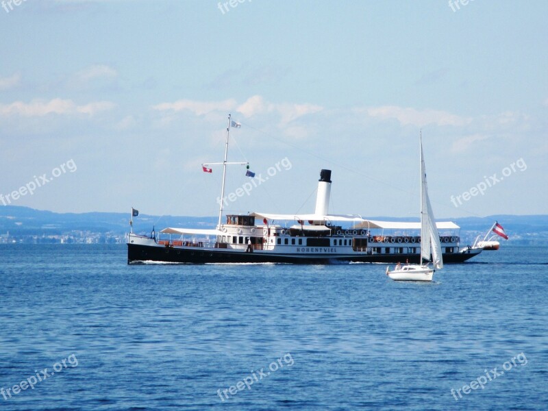 Steamboat Smoke Seafaring Nostalgia Enjoy Lake Constance