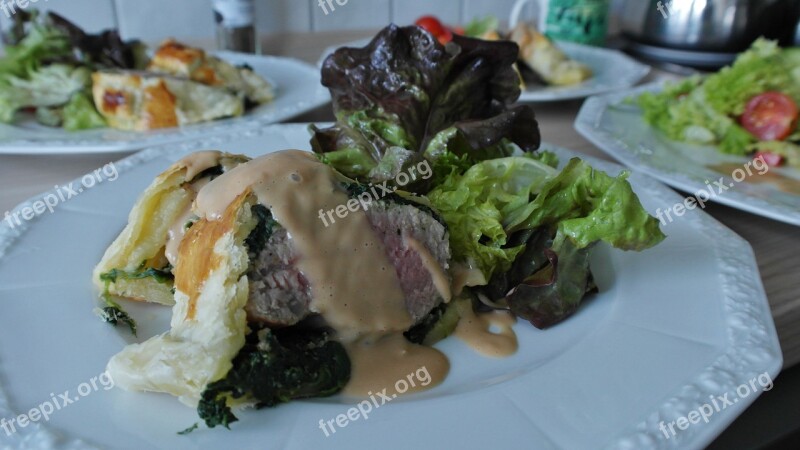 Fillet Spinach Dough Puff Pastry Food