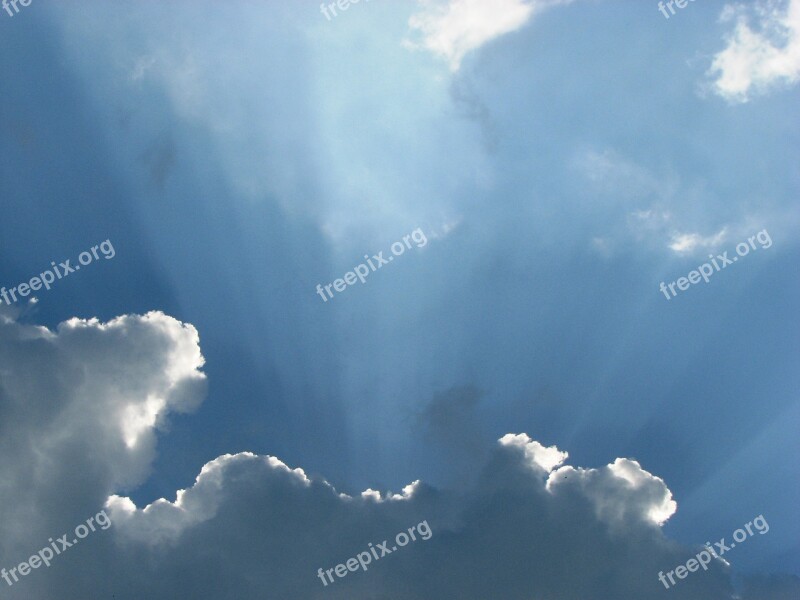 Sky Cloud Blue Clouds Form Sunbeam