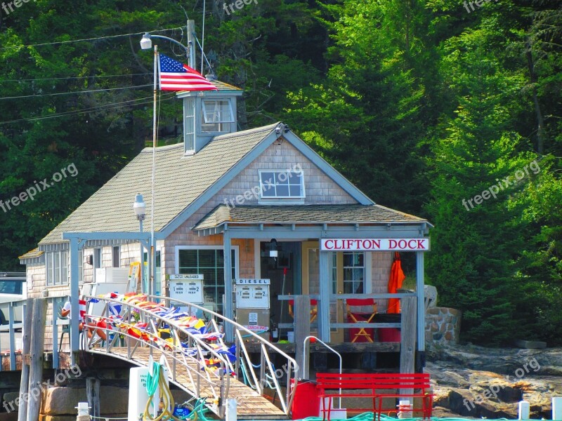 Clifton Dock Dock Maine American Flag Harbour