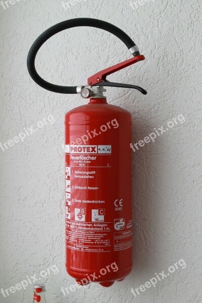 Fire Extinguisher Wall Red Hose Free Photos