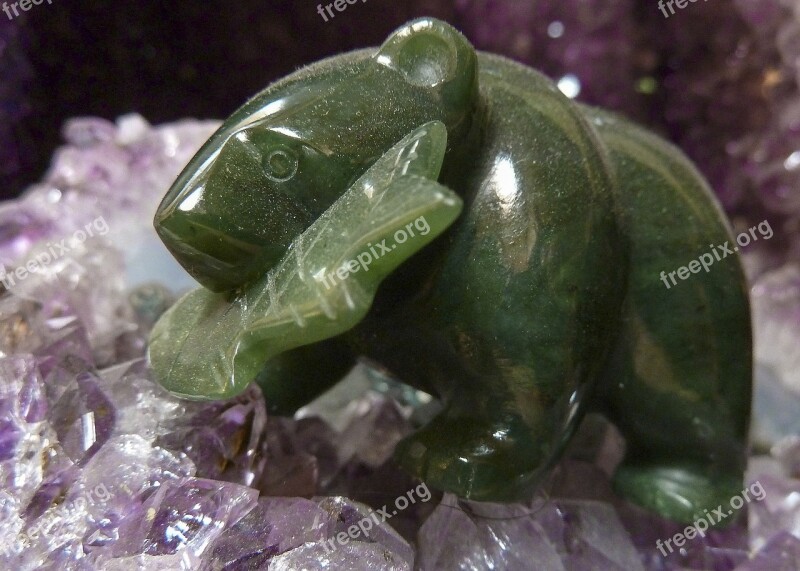 Jade Green Bear Art Amethyst