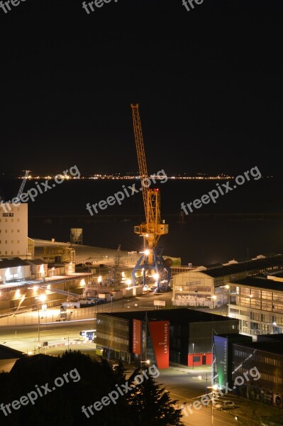 Brittany Commercial Port Crane Port Night