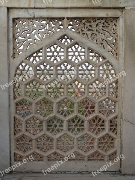 Latticework Marble White Agra Fort Musamman Burj