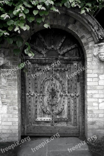 Door Oak Door Iron Studs Surface Texture Free Photos