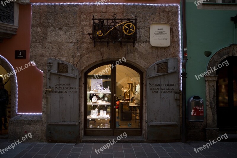 Watchmaker Shop Christmas Lights Architecture Historic