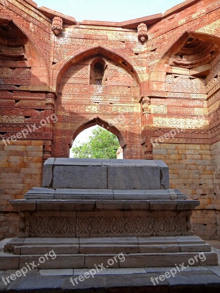 Qutab Complex Tomb Stone Arch Islamic Monument Unesco World Heritage Site