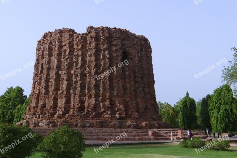 Qutab Complex Unfinished Base Second Tower Islamic Monument Unesco World Heritage Site