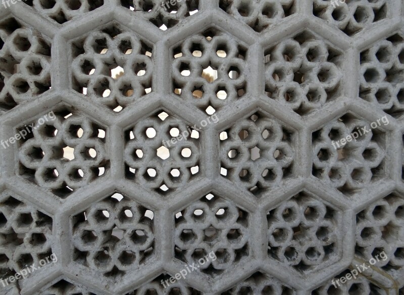 Latticework White Marble Stone Window Architecture