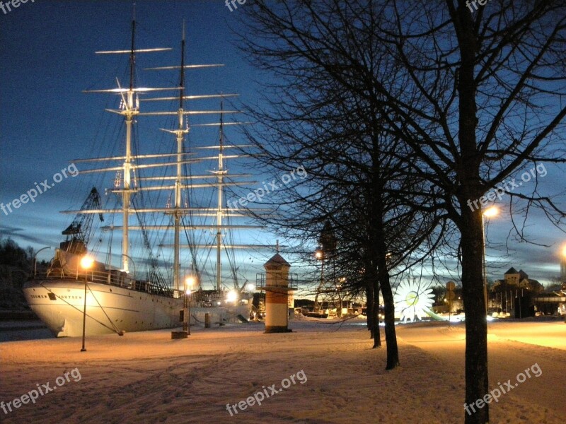 Ship Finland Swan Turku Finnish Landscape