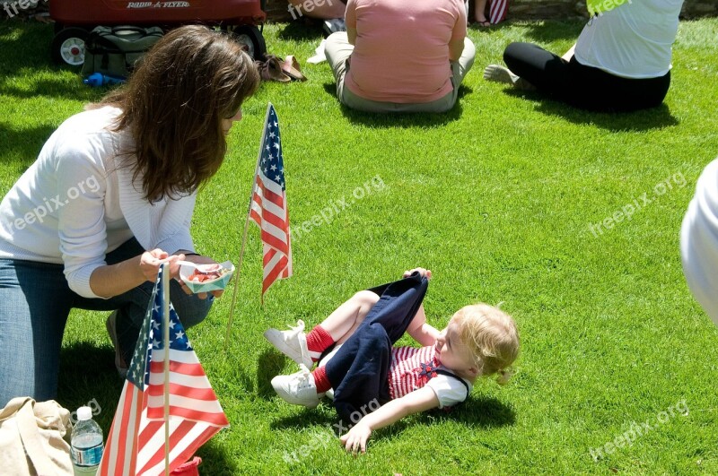 Girl Toddler Flag Lawn Free Photos