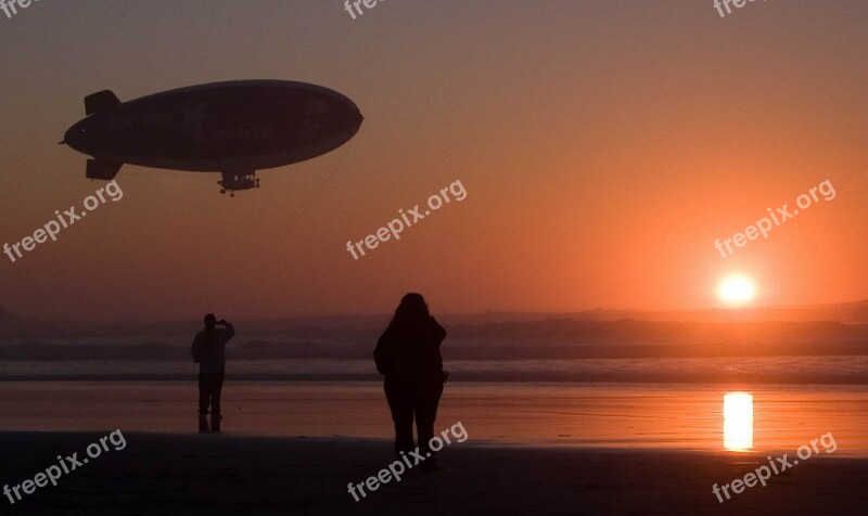 Blimp Beach Evening Sunset Free Photos