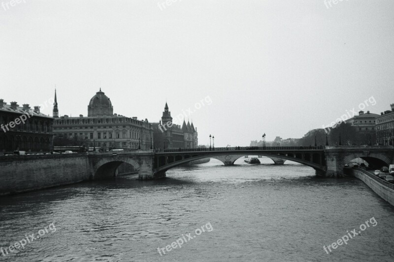 Its Paris River Bridge Black And White