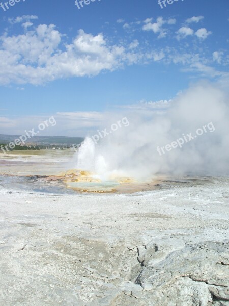 Yellowstone Old Faithful Geyser Hot Spring America