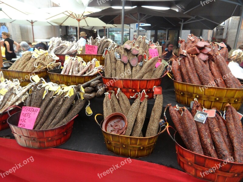 Cured Meats Mediterranean Market Market Stall Salami