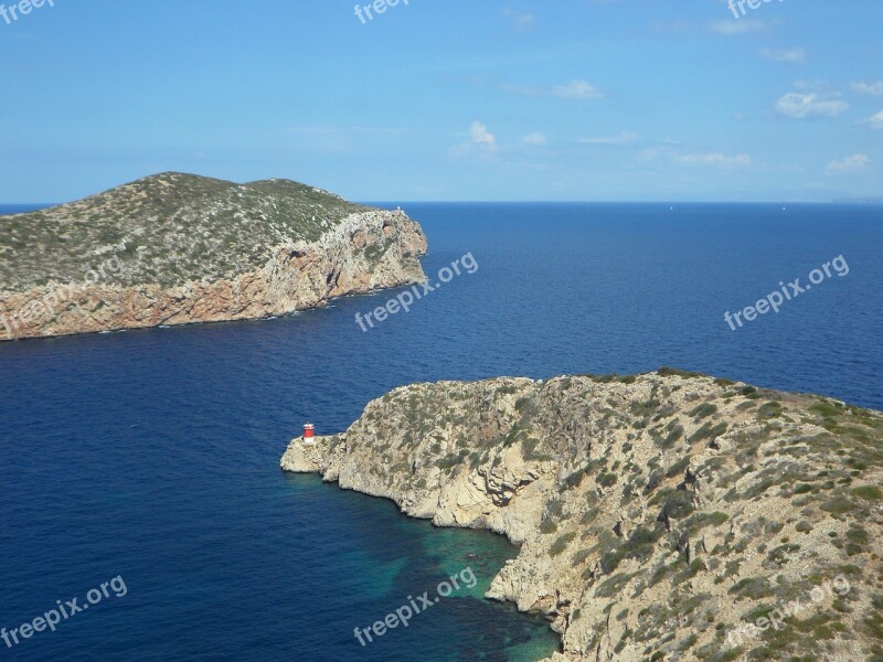 Balearic Islands Cabrera Harbour Entrance Rocky Coast Sea