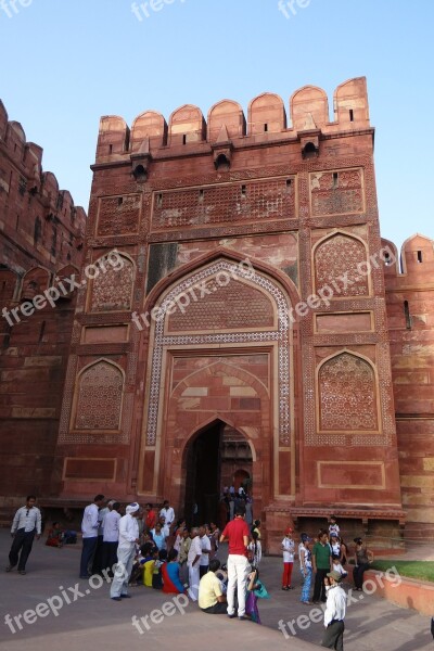 Agra Fort Unesco Site Castle Inside Gate Architecture