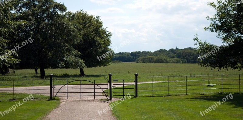 Wrought Iron Field Gate Cast Iron Meadow Trees