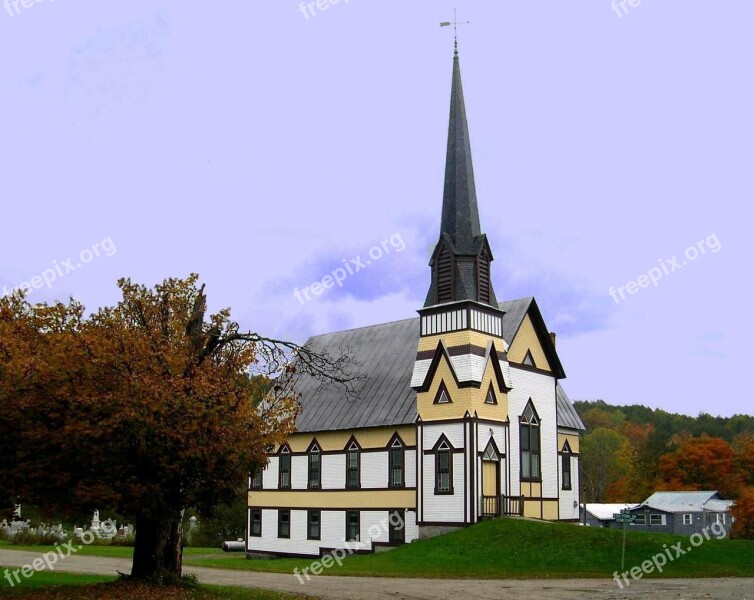 East Corinth Church Steeple Vermont Fall