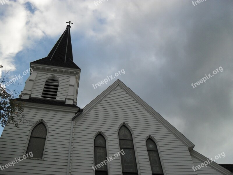 Church New England White Steeple Architecture