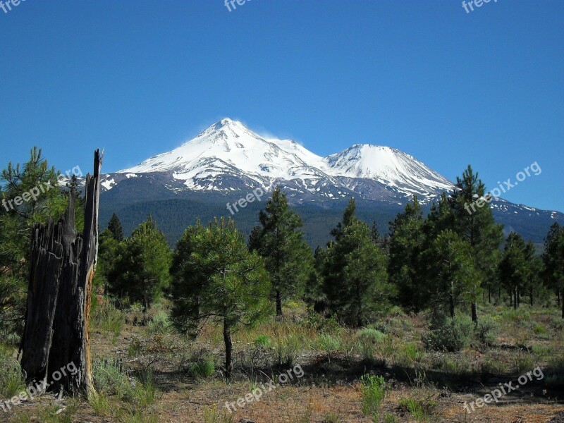 Mt Shasta Mountain Snow Outdoor Majestic