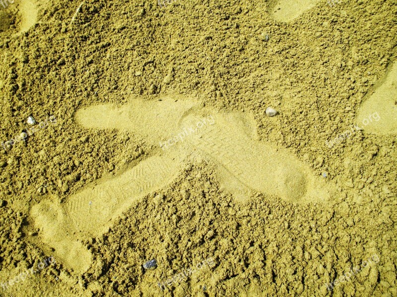 Sand Traces Feet Footprint Tracks In The Sand