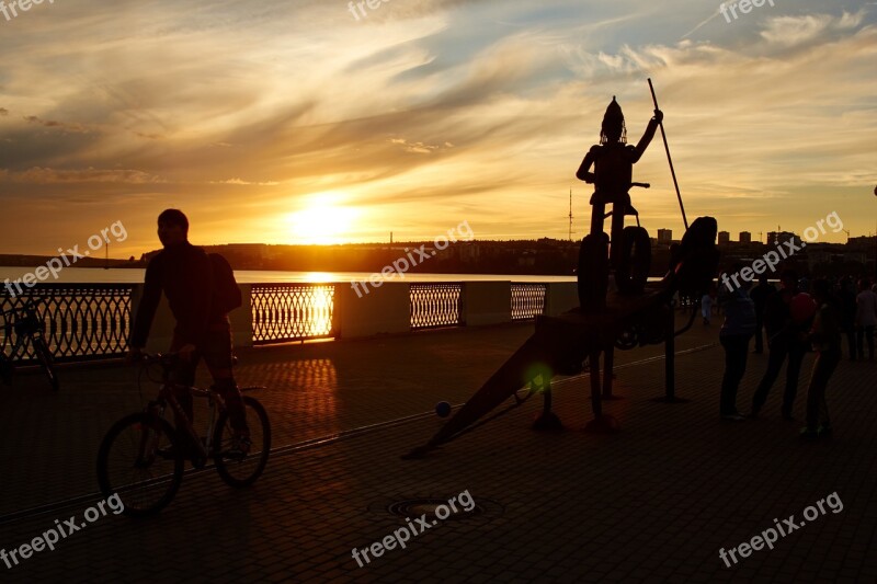 Sunset Silhouette Sakulptura Cyclist Free Photos